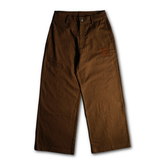BOXY LINEN PANTS // BROWN